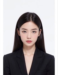 a young asian woman in a black suit