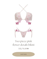 two piece pink flower details bikini