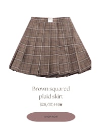 brown squared pleated skirt