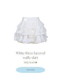 white three layered ruffle skirt