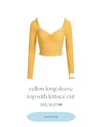 yellow long sleeve top with lettuce cut