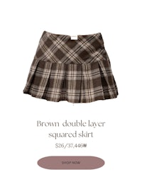 brown double layer squared skirt