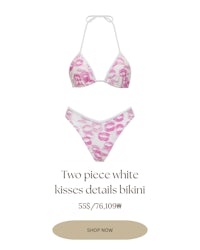 two piece white kisses details bikini