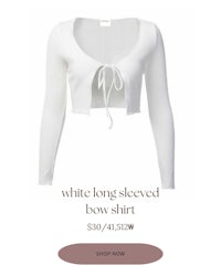 white long - sleeved bow shirt